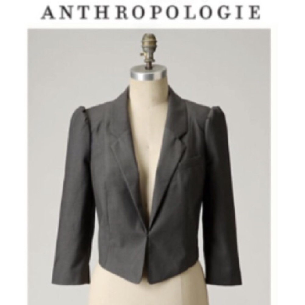 Tailkonku Gray cropped blazer by Anthropologie 2